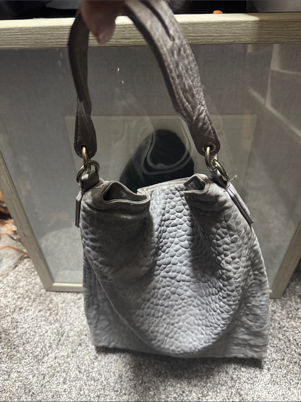Alexander Wang Pebbled Leather Shoulder Hobo in Light Gray - Picture 2 of 6